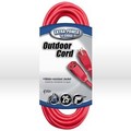 Southwire Extension Cord, 14/3 Sjtw, L 25', Amps 15, Voltage 125V, Red 02407-8804